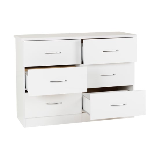 Noir 6 Drawers Chest Of Drawers In White High Gloss_2