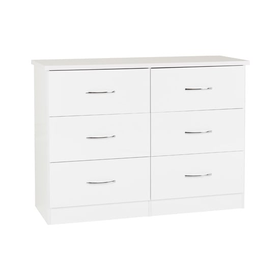 Noir 6 Drawers Chest Of Drawers In White High Gloss