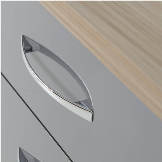 Mack Oak Wooden Bedside Cabinet With 2 Drawers Grey Gloss Front