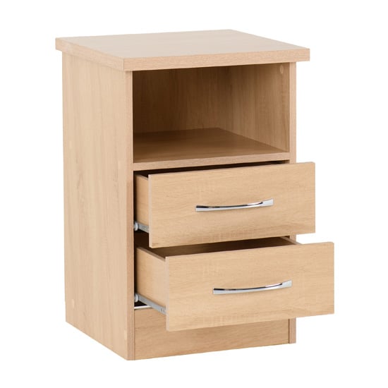 Mack Wooden Bedside Cabinet With 2 Drawers In Sonoma Oak