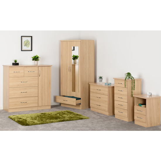 Mack Wooden Bedside Cabinet With 2 Drawers In Sonoma Oak