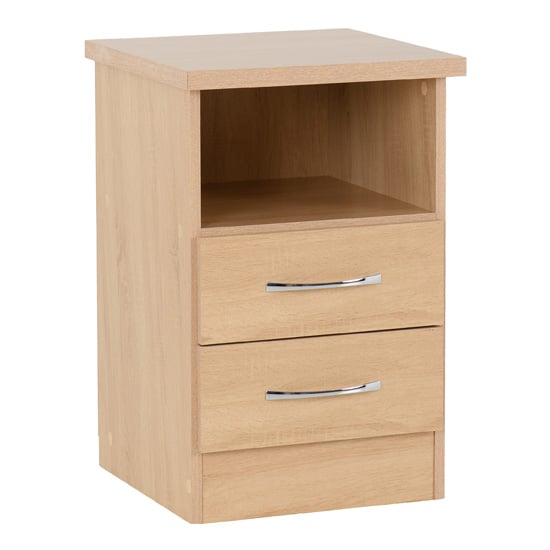 Product photograph of Noir Bedside Cabinet In Sonoma Oak With 2 Drawers from Furniture in Fashion