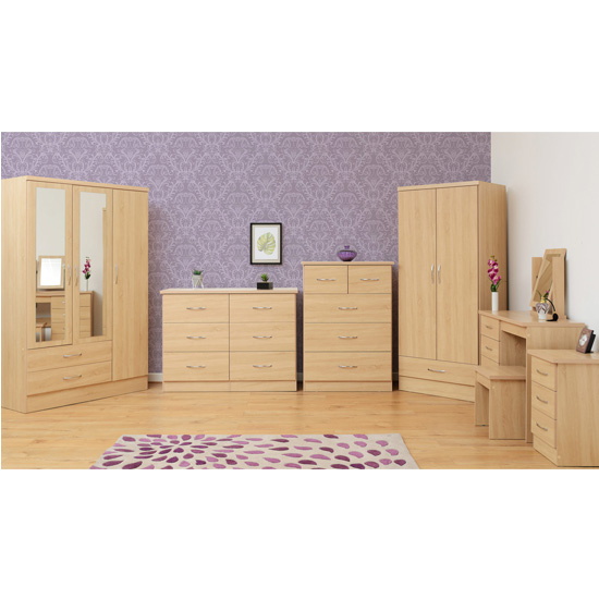 Mack Wooden Bedside Cabinet With 3 Drawers In Sonoma Oak