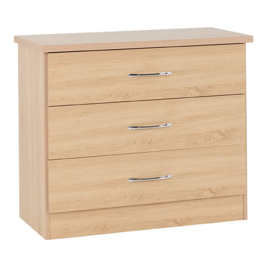 Photo of Noir chest of drawers in sonoma oak with 3 drawers