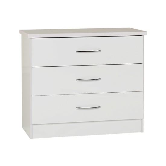 Noir Chest Of Drawers In White High Gloss With 3 Drawers_1