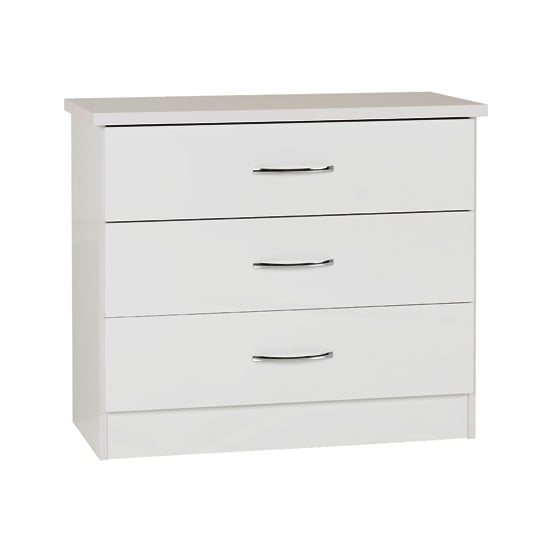 Photo of Noir chest of drawers in white high gloss with 3 drawers