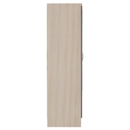Noir Gloss 6 Door 2 Drawer Wardrobe In Grey And Light Oak_4