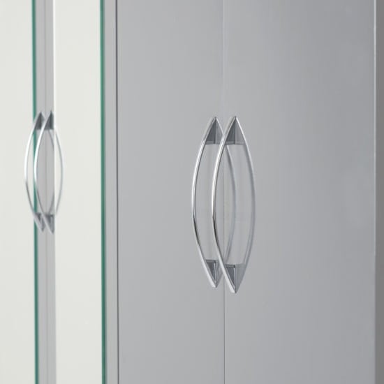 Noir Gloss 6 Door 2 Drawer Wardrobe In Grey And Light Oak_5