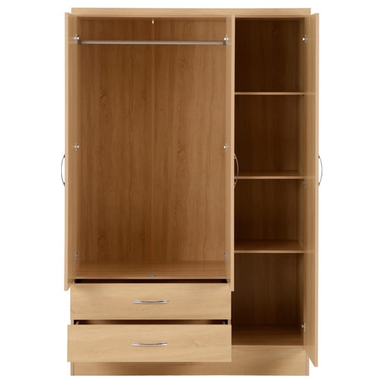 Mack Wooden Wardrobe With 3 Doors 2 Drawers In Sonoma Oak