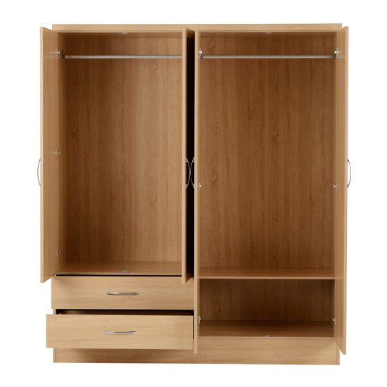 Mack Wooden Wardrobe With 4 Doors 2 Drawers In Sonoma Oak