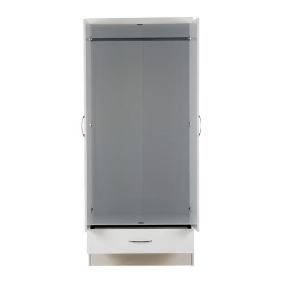 Mack Oak Wooden Wardrobe With 2 Doors White Gloss Front