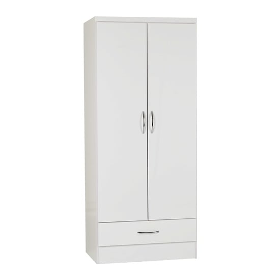 Read more about Noir wardrobe in white high gloss with 2 doors and 1 drawers