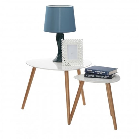 Nusakan Triangular High Gloss Nest Of 2 Tables In White