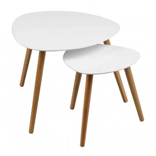 Nusakan Triangular High Gloss Nest Of 2 Tables In White