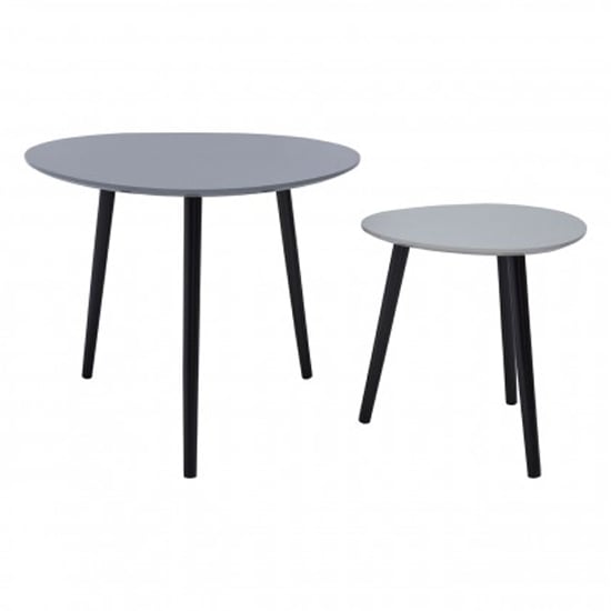 Nusakan Triangular High Gloss Nest Of 2 Tables In Grey