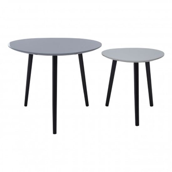 Nusakan Triangular High Gloss Nest Of 2 Tables In Grey