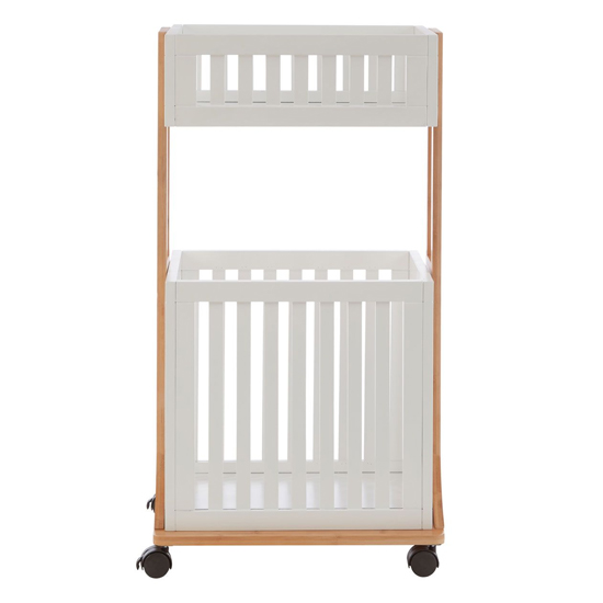 Nusakan Wooden 2 Tier Storage Trolley In White And Natural