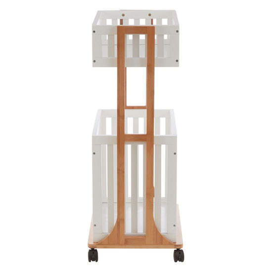 Nusakan Wooden 2 Tier Storage Trolley In White And Natural