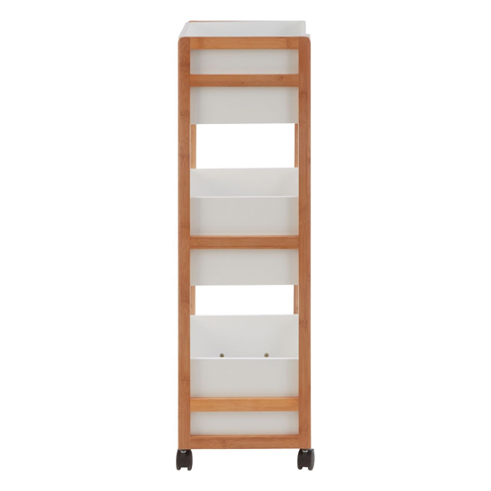 Nusakan Wooden 3 Tier Storage Trolley In White And Natural