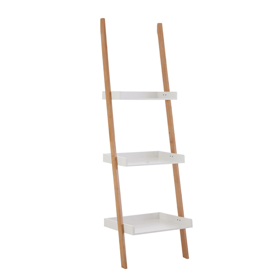 Product photograph of Nusakan Wooden 3 Tier Ladder Shelving Unit In White And Natural from Furniture in Fashion