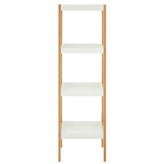 Nusakan Wooden 4 Tier Shelving Unit In White And Natural