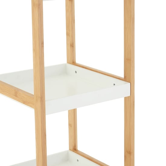 Nusakan Wooden 4 Tier Shelving Unit In White And Natural