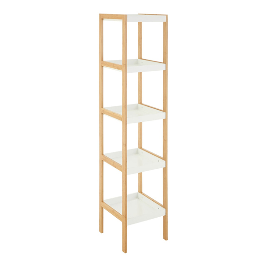 Read more about Nusakan wooden 5 tier shelving unit in white and natural