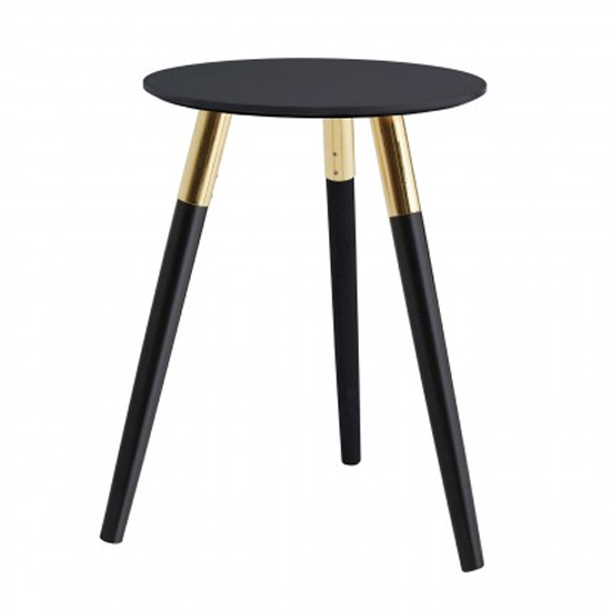 Nusakan Wooden Side Table In Black And Gold
