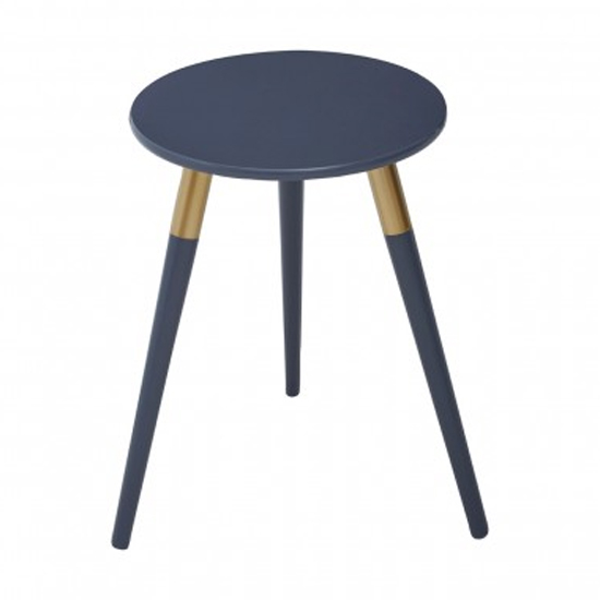 Nusakan Wooden Side Table In Dark Grey And Gold