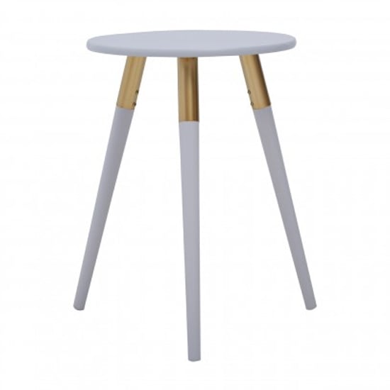 Nusakan Wooden Side Table In Light Grey And Gold