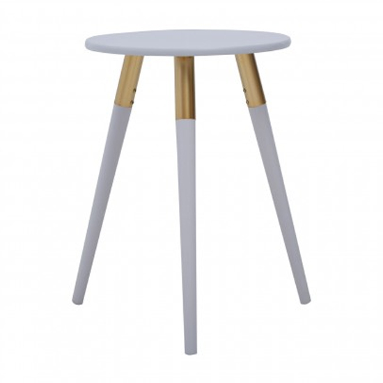 Read more about Nusakan wooden side table in light grey and gold