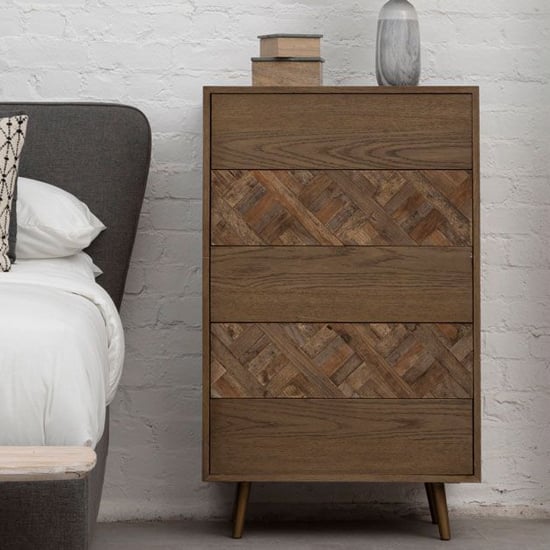 Read more about Nushagak wooden chest of 5 drawers in natural