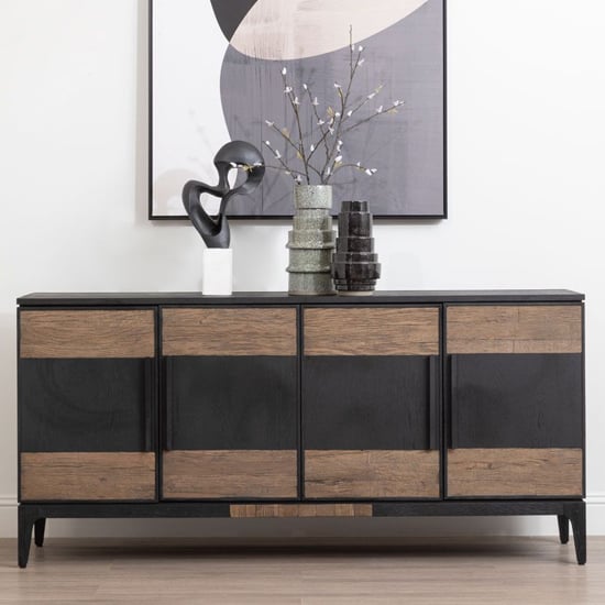 Read more about Nushagak wooden sideboard with 4 doors in brown and black