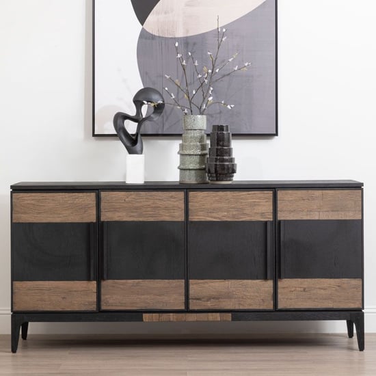 Photo of Nushagak wooden sideboard with 4 doors in brown and black