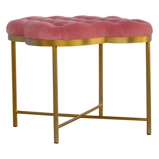 Nutty Velvet Deep Button Footstool In Pink With Gold Base Furniture