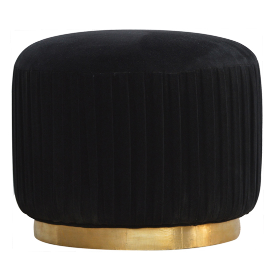 Nutty Cotton Velvet Footstool In Black With Gold Base Furniture in