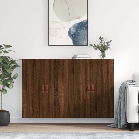 Product photograph of Nuuk Wooden Sideboard Wall Mounted With 4 Doors In Brown Oak from Furniture in Fashion