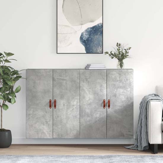 Read more about Nuuk wooden sideboard wall mounted with 4 doors in concrete effect