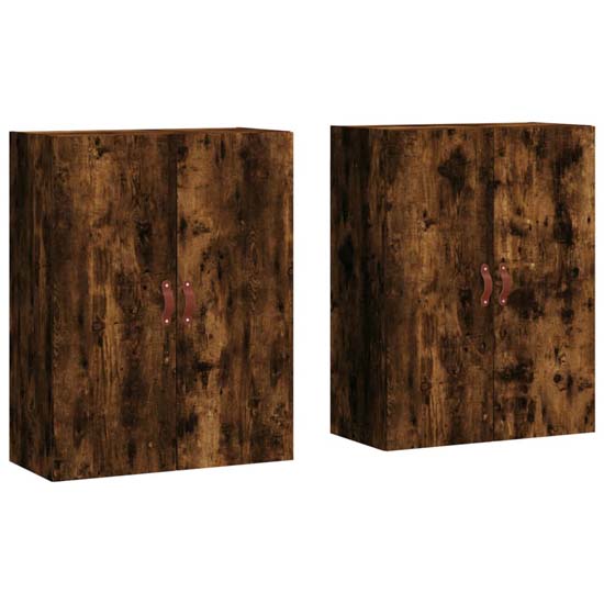 Nuuk Wooden Sideboard Wall Mounted With 4 Doors In Smoked Oak