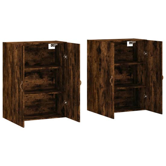 Nuuk Wooden Sideboard Wall Mounted With 4 Doors In Smoked Oak