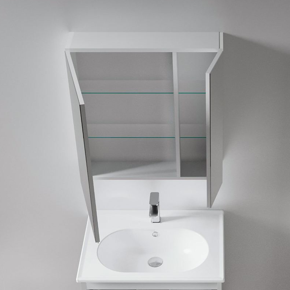 Nuvola 600mm Wooden Bathroom Mirror Cabinet in Cashmere
