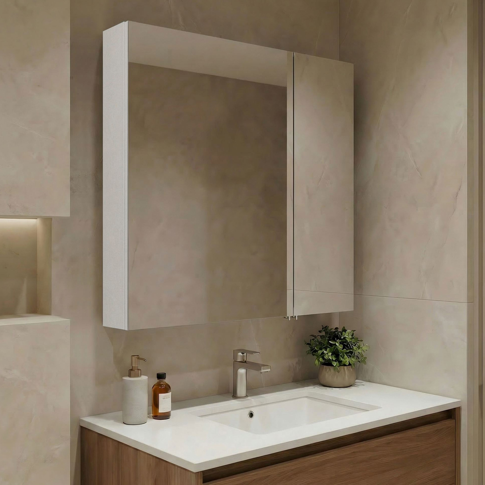 Nuvola 600mm Wooden Bathroom Mirror Cabinet in White