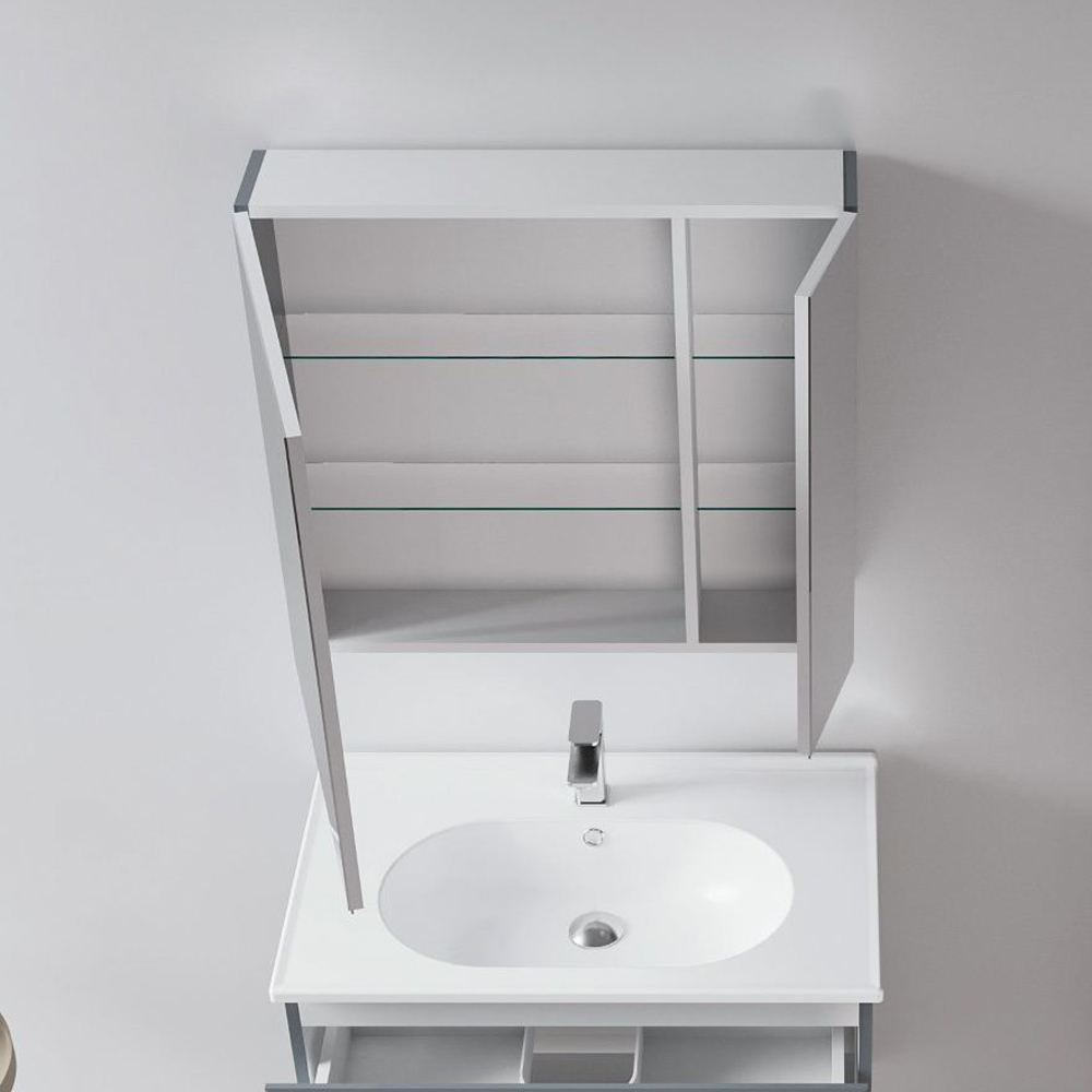 Nuvola 750mm Wooden Bathroom Mirror Cabinet in Anthracite