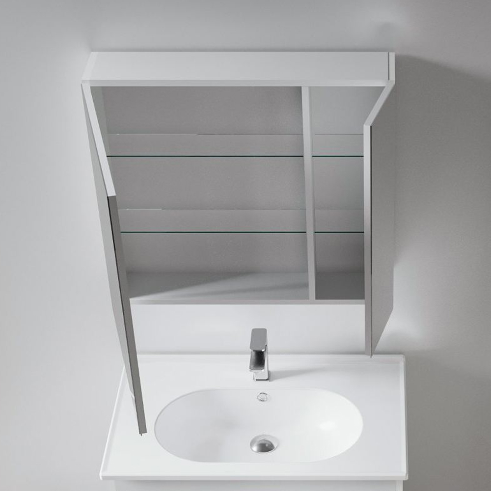 Nuvola 750mm Wooden Bathroom Mirror Cabinet in Cashmere
