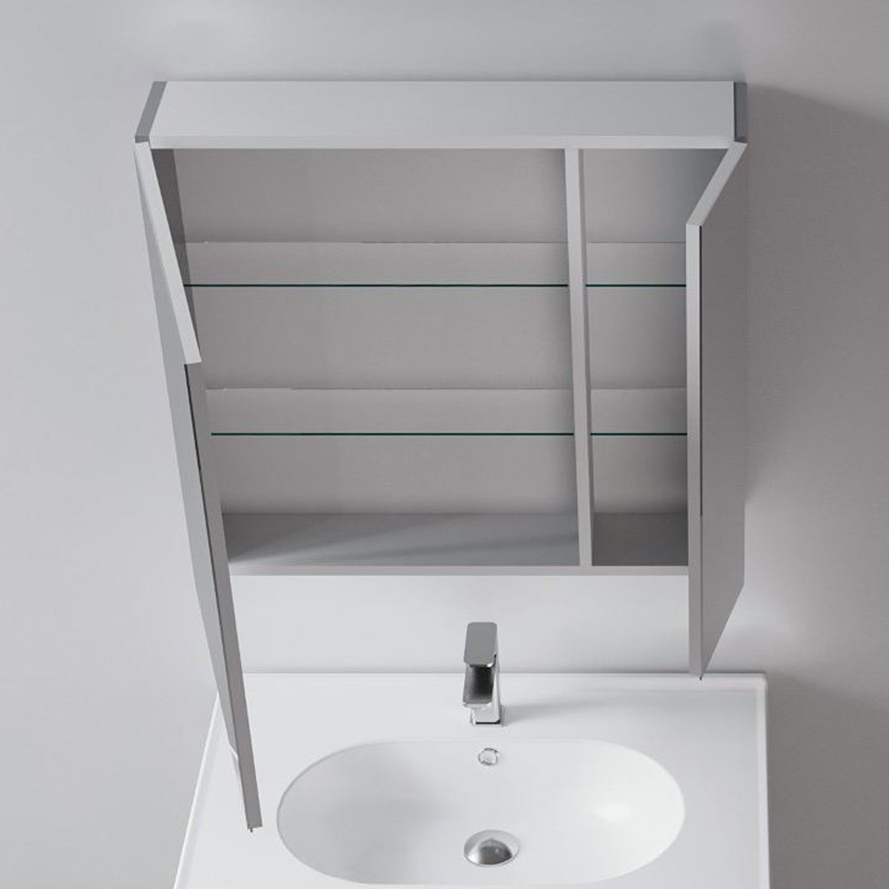 Nuvola 750mm Wooden Bathroom Mirror Cabinet in Grey
