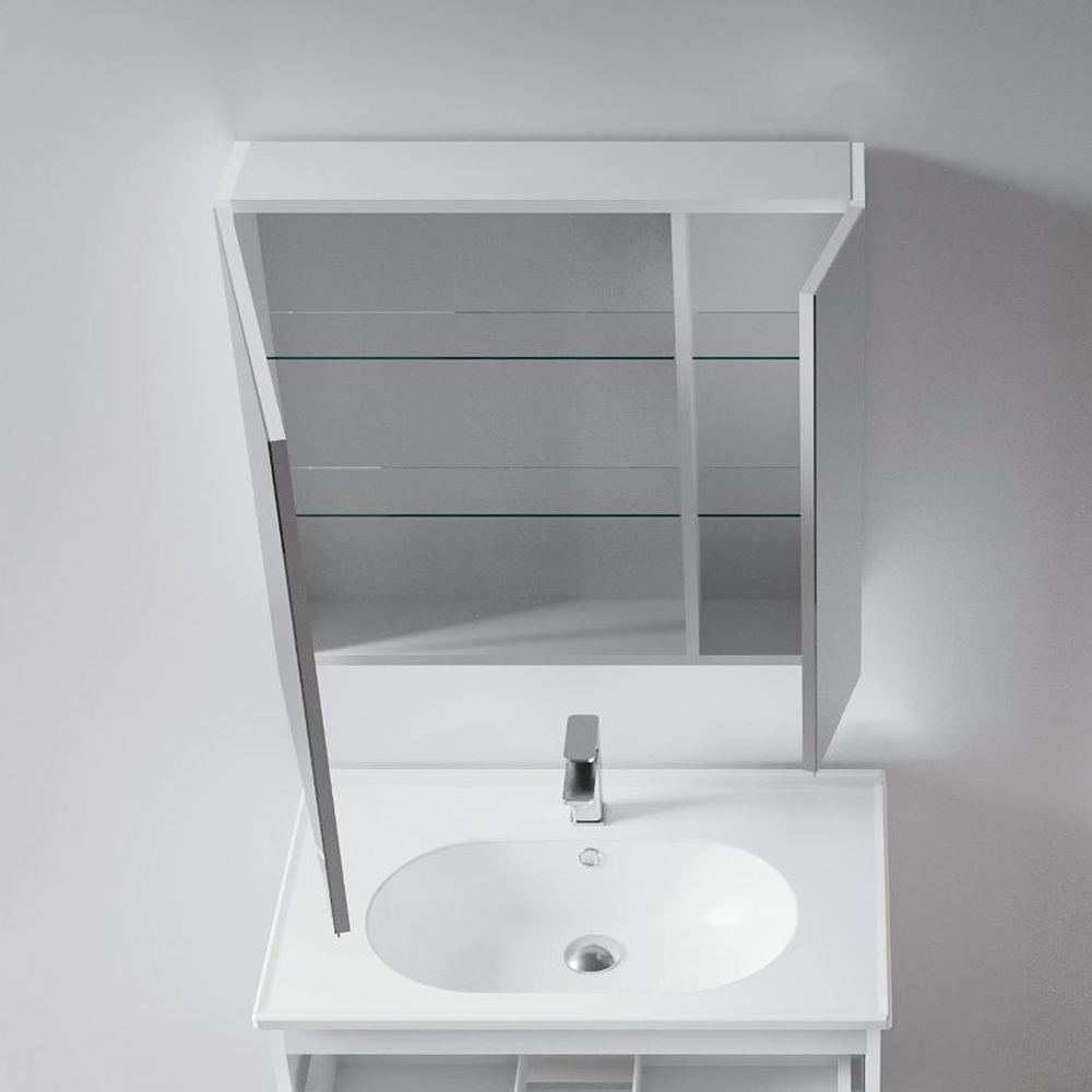 Nuvola 750mm Wooden Bathroom Mirror Cabinet in White