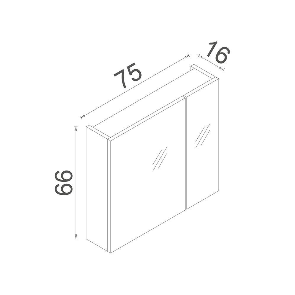 Nuvola 750mm Wooden Bathroom Mirror Cabinet in White