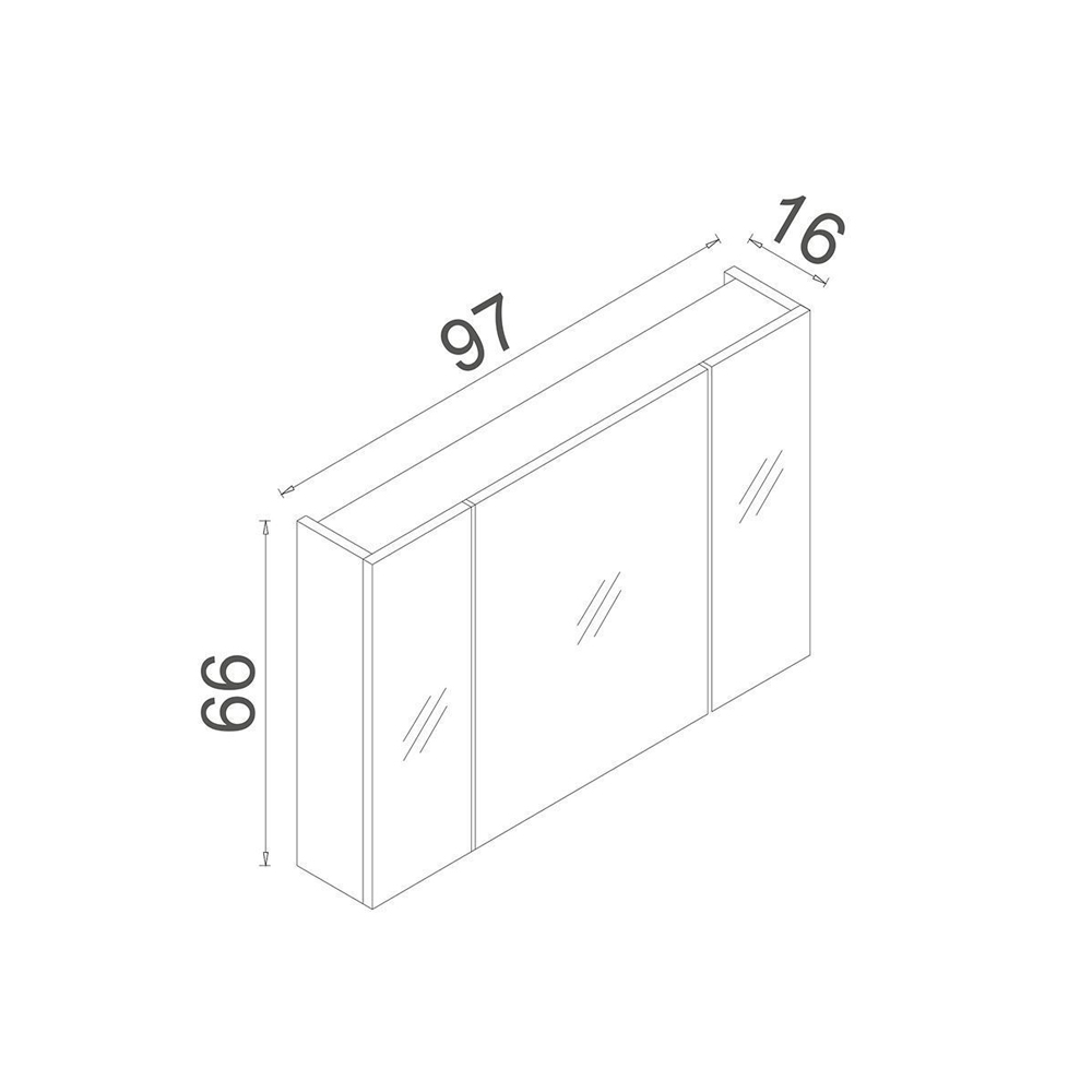 Nuvola 970mm Wooden Bathroom Mirror Cabinet in Grey
