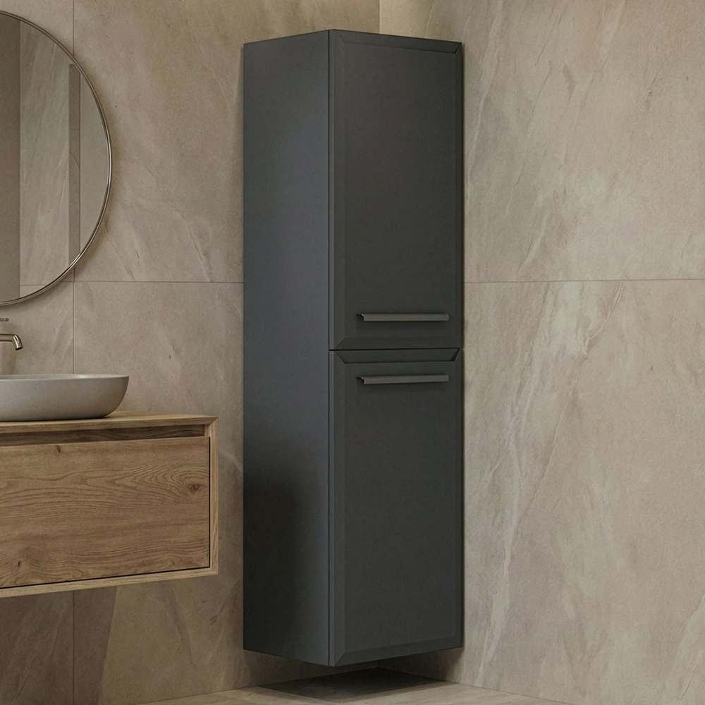 Nuvola Tall Wooden Bathroom Cabinet with 2 Doors in Anthracite