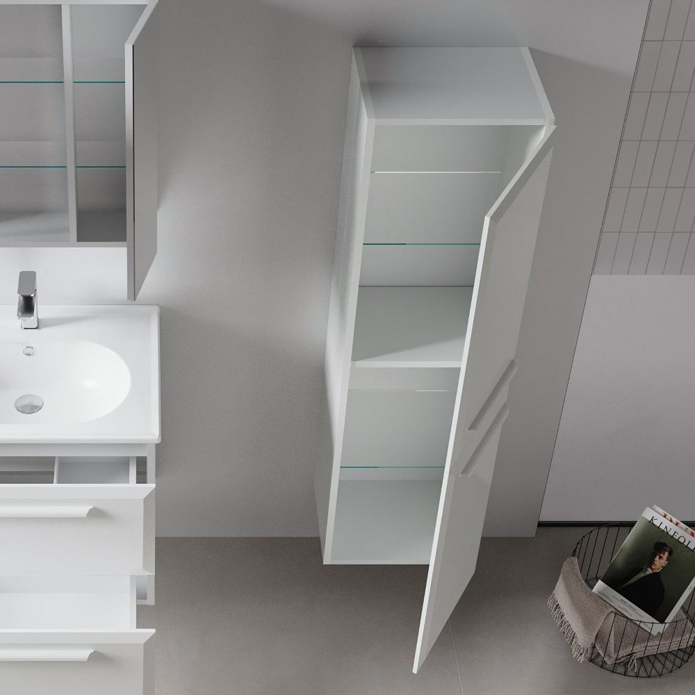 Nuvola Tall Wooden Bathroom Cabinet with 2 Doors in Cashmere